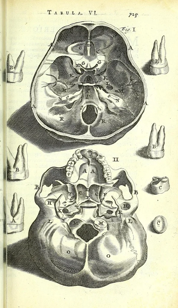 An illustration from Anatome ex omnium veterum recentiorumque observationibus imprimis Institutionibus b. m. parentis Cas, 1673, leaf 785