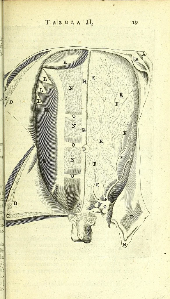 An illustration from Anatomia, ex Caspari Bartholini parentis Institutionibus :, 1666, leaf 43
