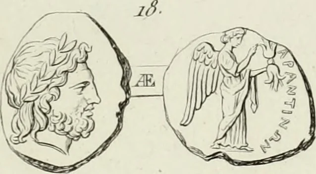 An illustration from Ancient coins of Greek cities and kings. From various collections principally in Great Britain;, 1831, leaf 104