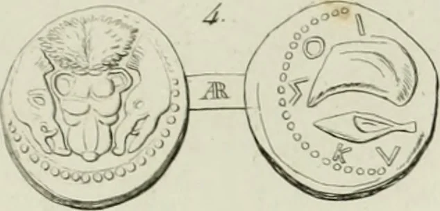 An illustration from Ancient coins of Greek cities and kings. From various collections principally in Great Britain;, 1831, leaf 104