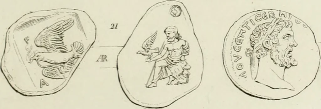 An illustration from Ancient coins of Greek cities and kings. From various collections principally in Great Britain;, 1831, leaf 110