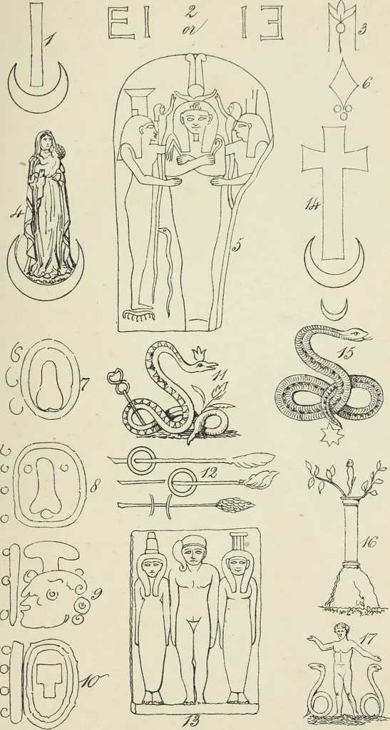 An illustration from Ancient faiths embodied in ancient names: or, An attempt to trace the religious belief, sacred rites, and holy emblems of certain nations, by an interpretation of the names given to children by priestly authority, or assumed by prophets, kings, and hierarchs, 1872, leaf 968