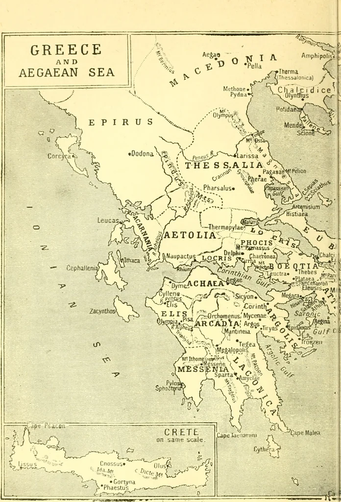 An illustration from Ancient Greece : a sketch of its art, literature & philosophy viewed in connexion with its external history from earliest times to the age of Alexander the Great, 1915, leaf 29