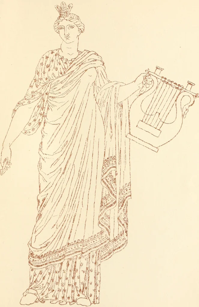 An illustration from Ancient Greek female costume : illustrated by one hundred and twelve plates and numerous smaller illustrations ; with descriptive letterpress and descriptive passages from the works of Homer, Hesiod, Herodotus, Aeschylus, Euripides, Aristophanes, Theocritus, Xenophon, Lucian, and other Greek authors, 1882, leaf 162