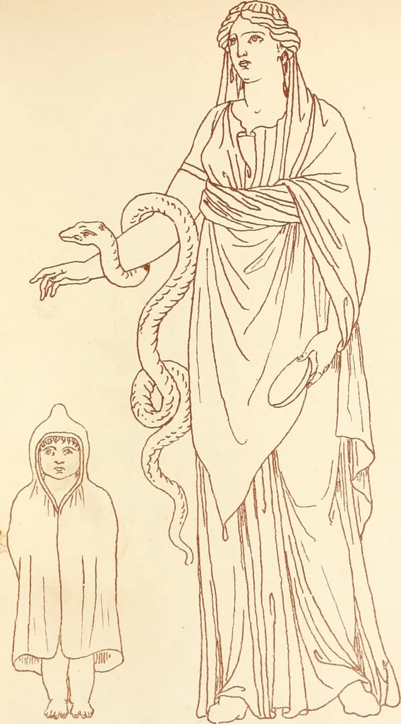 An illustration from Ancient Greek female costume : illustrated by one hundred and twelve plates and numerous smaller illustrations ; with descriptive letterpress and descriptive passages from the works of Homer, Hesiod, Herodotus, Aeschylus, Euripides, Aristophanes, Theocritus, Xenophon, Lucian, and other Greek authors, 1882, leaf 182