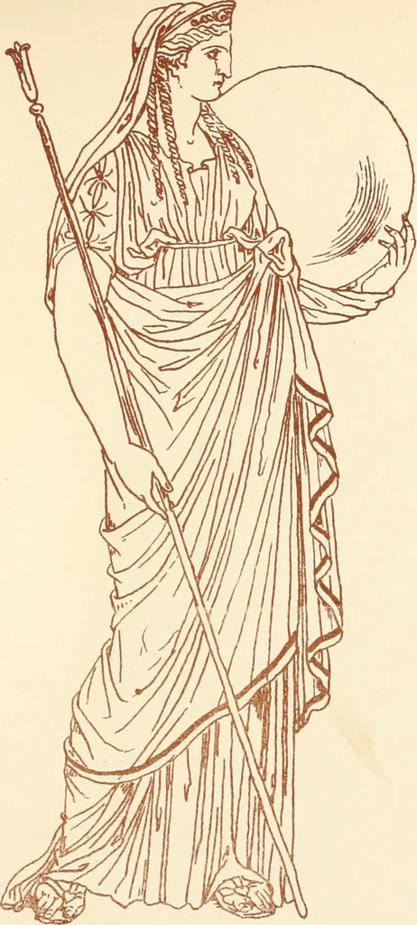 An illustration from Ancient Greek female costume : illustrated by one hundred and twelve plates and numerous smaller illustrations ; with descriptive letterpress and descriptive passages from the works of Homer, Hesiod, Herodotus, Aeschylus, Euripides, Aristophanes, Theocritus, Xenophon, Lucian, and other Greek authors, 1882, leaf 186