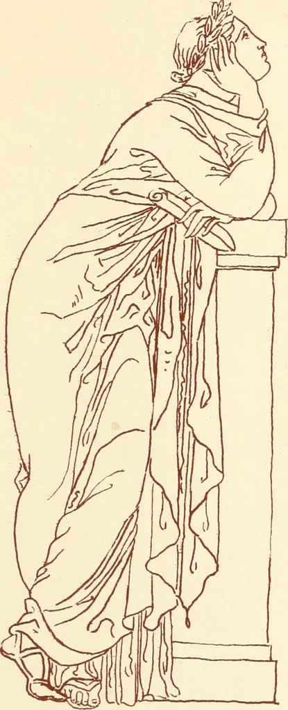 An illustration from Ancient Greek female costume : illustrated by one hundred and twelve plates and numerous smaller illustrations ; with descriptive letterpress and descriptive passages from the works of Homer, Hesiod, Herodotus, Aeschylus, Euripides, Aristophanes, Theocritus, Xenophon, Lucian, and other Greek authors, 1882, leaf 188