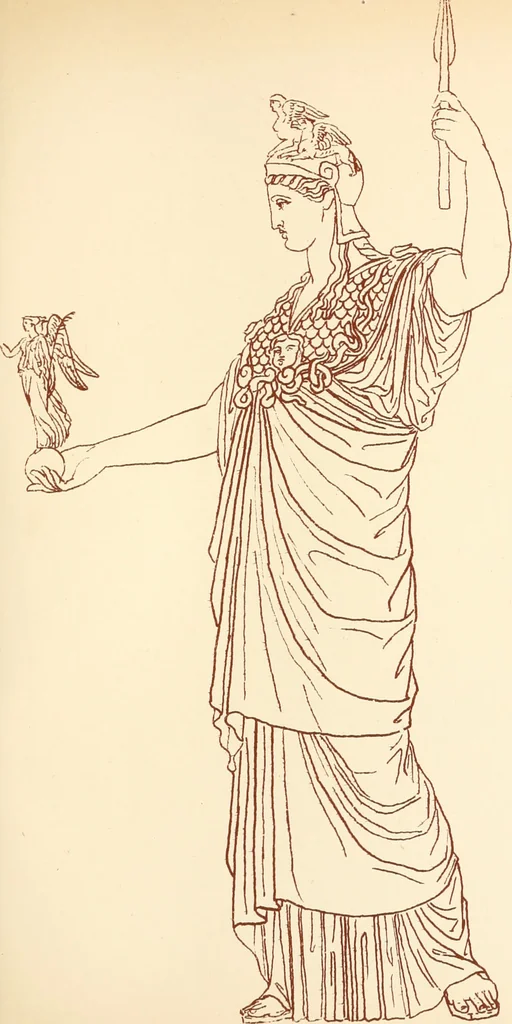 An illustration from Ancient Greek female costume : illustrated by one hundred and twelve plates and numerous smaller illustrations ; with descriptive letterpress and descriptive passages from the works of Homer, Hesiod, Herodotus, Aeschylus, Euripides, Aristophanes, Theocritus, Xenophon, Lucian, and other Greek authors, 1882, leaf 210
