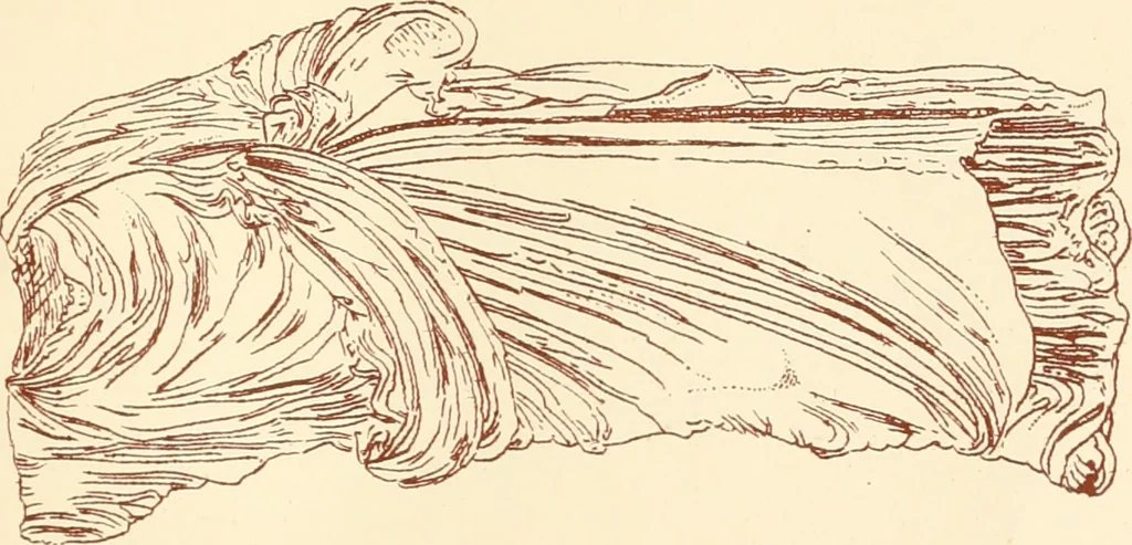 An illustration from Ancient Greek female costume : illustrated by one hundred and twelve plates and numerous smaller illustrations ; with descriptive letterpress and descriptive passages from the works of Homer, Hesiod, Herodotus, Aeschylus, Euripides, Aristophanes, Theocritus, Xenophon, Lucian, and other Greek authors, 1882, leaf 240