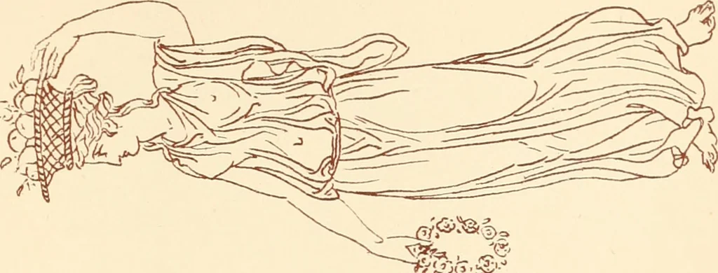 An illustration from Ancient Greek female costume : illustrated by one hundred and twelve plates and numerous smaller illustrations ; with descriptive letterpress and descriptive passages from the works of Homer, Hesiod, Herodotus, Aeschylus, Euripides, Aristophanes, Theocritus, Xenophon, Lucian, and other Greek authors, 1882, leaf 268