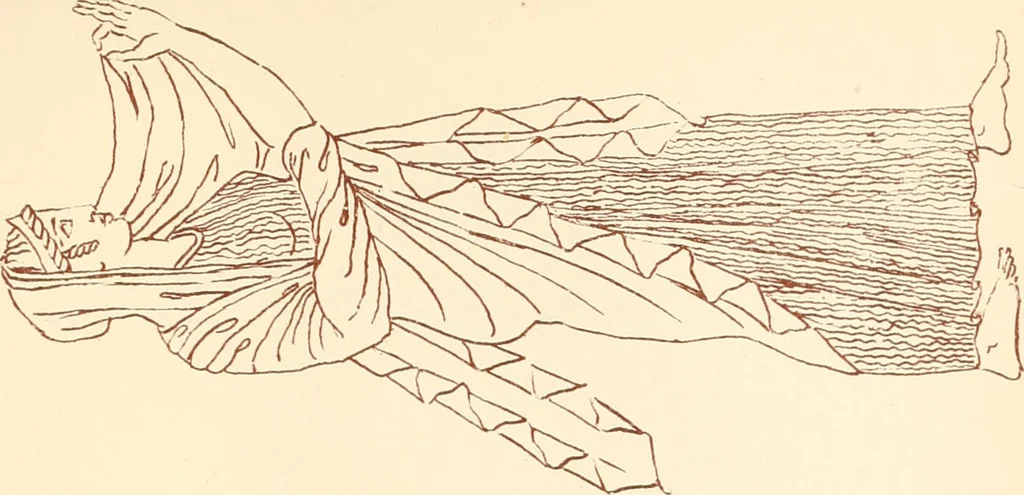 An illustration from Ancient Greek female costume : illustrated by one hundred and twelve plates and numerous smaller illustrations ; with descriptive letterpress and descriptive passages from the works of Homer, Hesiod, Herodotus, Aeschylus, Euripides, Aristophanes, Theocritus, Xenophon, Lucian, and other Greek authors, 1882, leaf 270