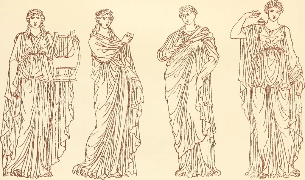 An illustration from Ancient Greek female costume : illustrated by one hundred and twelve plates and numerous smaller illustrations ; with descriptive letterpress and descriptive passages from the works of Homer, Hesiod, Herodotus, Aeschylus, Euripides, Aristophanes, Theocritus, Xenophon, Lucian, and other Greek authors, 1882, leaf 306