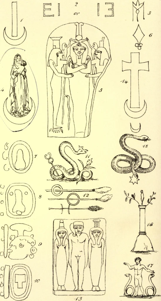 An illustration from Ancient pagan and modern Christian symbolism. With an essay on Baal worship, on the Assyrian sacred "grove" and other allied symbols by John Newton, 1875, leaf 75