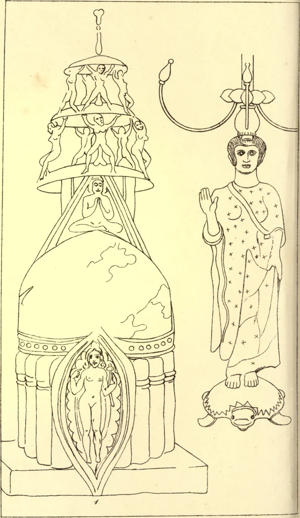 An illustration from Ancient pagan and modern Christian symbolism. With an essay on Baal worship, on the Assyrian sacred "grove" and other allied symbols by John Newton, 1875, leaf 93
