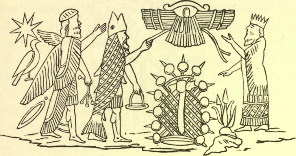 An illustration from Ancient pagan and modern Christian symbolism. With an essay on Baal worship, on the Assyrian sacred "grove" and other allied symbols by John Newton, 1875, leaf 98