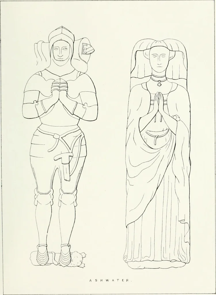 An illustration from The ancient sepulchral effigies and monumental and memorial sculpture of Devon, 1877, leaf 498