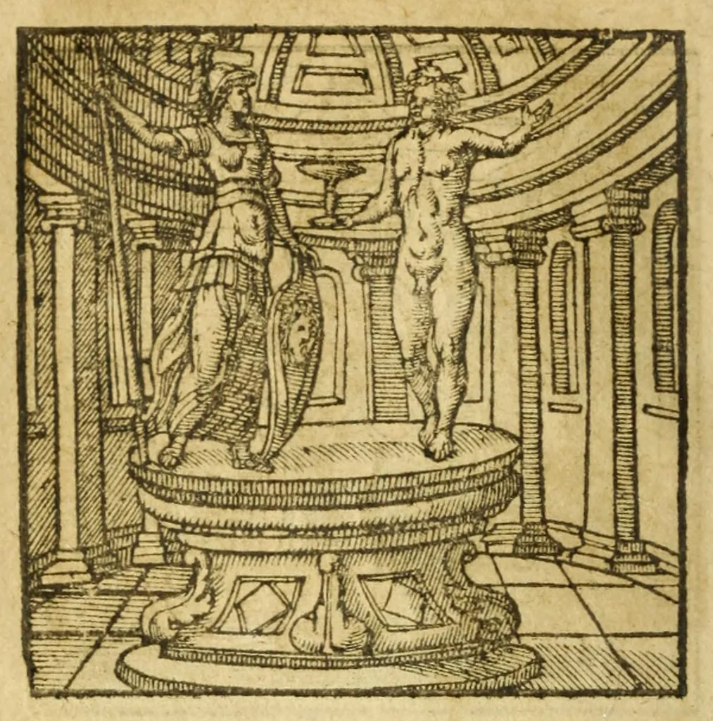 An illustration from Andreae Alciati V.C. Emblemata cvm Clavdii Minois I.C. commentariis ad postremam auctoris editionem auctis & recognitis, 1608, leaf 52