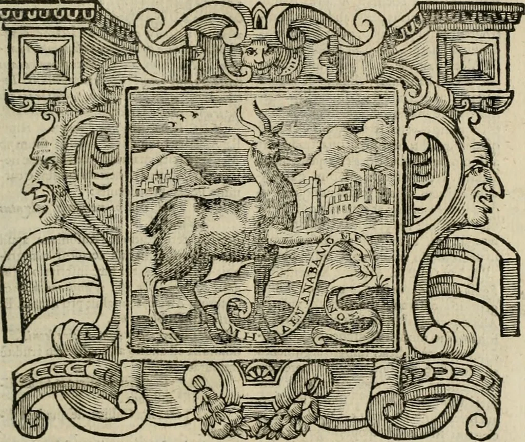 An illustration from Andreae Alciati Emblemata cum commentariis Claudii Minois I.C. Francisci Sanctii Brocensis, & notis Laurentij Pignorij Patavini : nouissima hac editione in continuam vnius commentarij seriem congestis, in certas quasdam quasi classes dispositis, & plusquam dimidia parte auctis, 1661, leaf 106