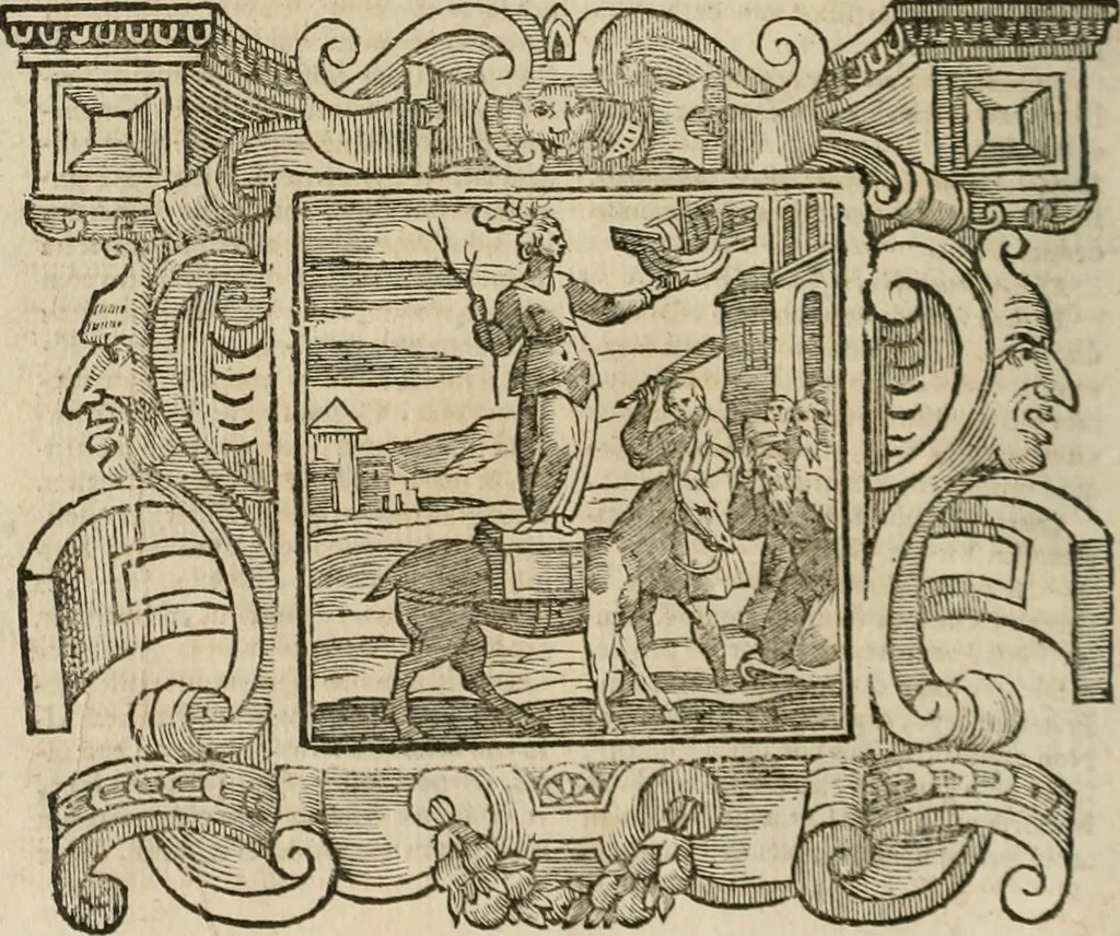 An illustration from Andreae Alciati Emblemata cum commentariis Claudii Minois I.C. Francisci Sanctii Brocensis, & notis Laurentij Pignorij Patavini : nouissima hac editione in continuam vnius commentarij seriem congestis, in certas quasdam quasi classes dispositis, & plusquam dimidia parte auctis, 1661, leaf 129