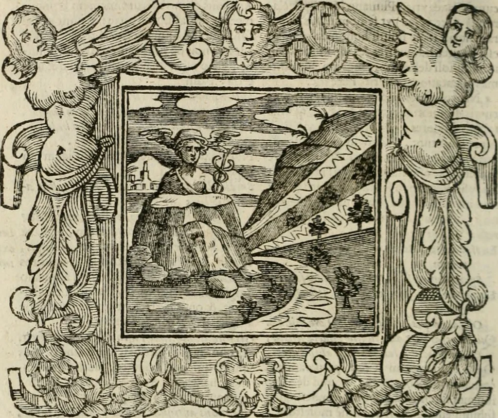 An illustration from Andreae Alciati Emblemata cum commentariis Claudii Minois I.C. Francisci Sanctii Brocensis, & notis Laurentij Pignorij Patavini : nouissima hac editione in continuam vnius commentarij seriem congestis, in certas quasdam quasi classes dispositis, & plusquam dimidia parte auctis, 1661, leaf 135