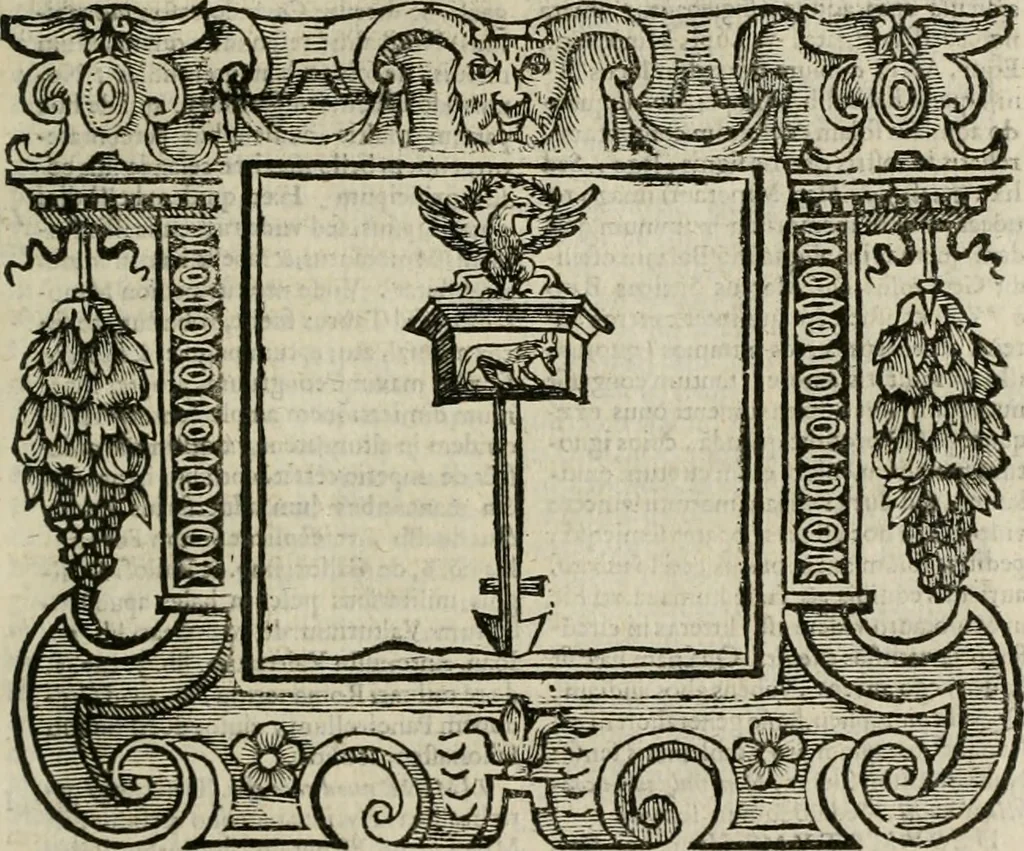 An illustration from Andreae Alciati Emblemata cum commentariis Claudii Minois I.C. Francisci Sanctii Brocensis, & notis Laurentij Pignorij Patavini : nouissima hac editione in continuam vnius commentarij seriem congestis, in certas quasdam quasi classes dispositis, & plusquam dimidia parte auctis, 1661, leaf 154