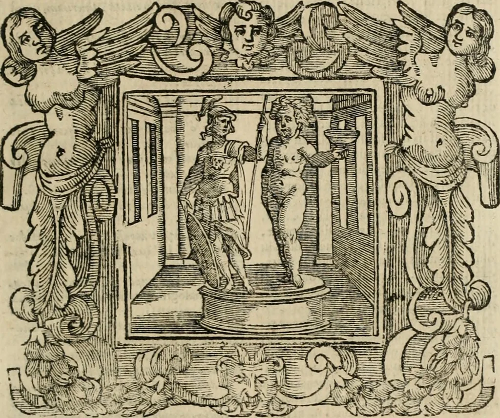 An illustration from Andreae Alciati Emblemata cum commentariis Claudii Minois I.C. Francisci Sanctii Brocensis, & notis Laurentij Pignorij Patavini : nouissima hac editione in continuam vnius commentarij seriem congestis, in certas quasdam quasi classes dispositis, & plusquam dimidia parte auctis, 1661, leaf 212