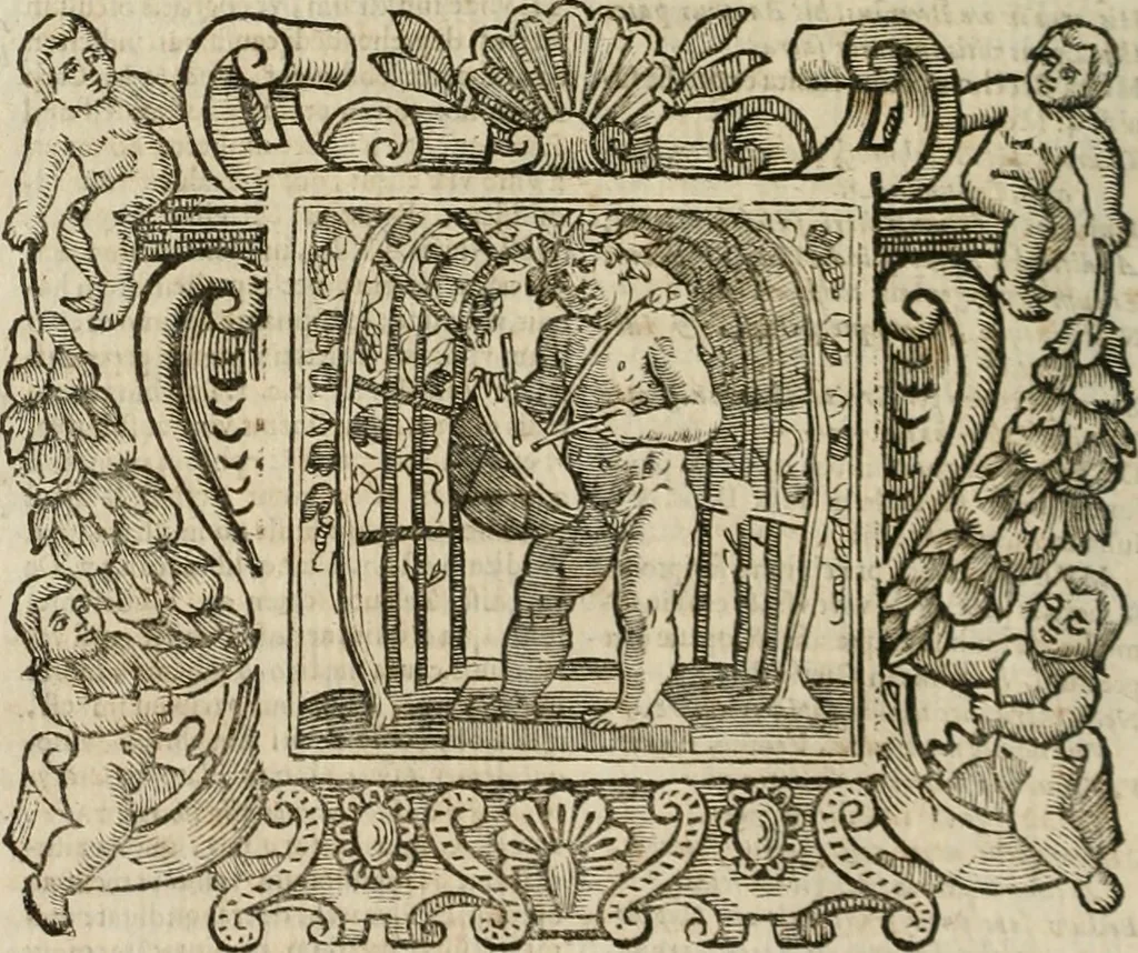 An illustration from Andreae Alciati Emblemata cum commentariis Claudii Minois I.C. Francisci Sanctii Brocensis, & notis Laurentij Pignorij Patavini : nouissima hac editione in continuam vnius commentarij seriem congestis, in certas quasdam quasi classes dispositis, & plusquam dimidia parte auctis, 1661, leaf 221