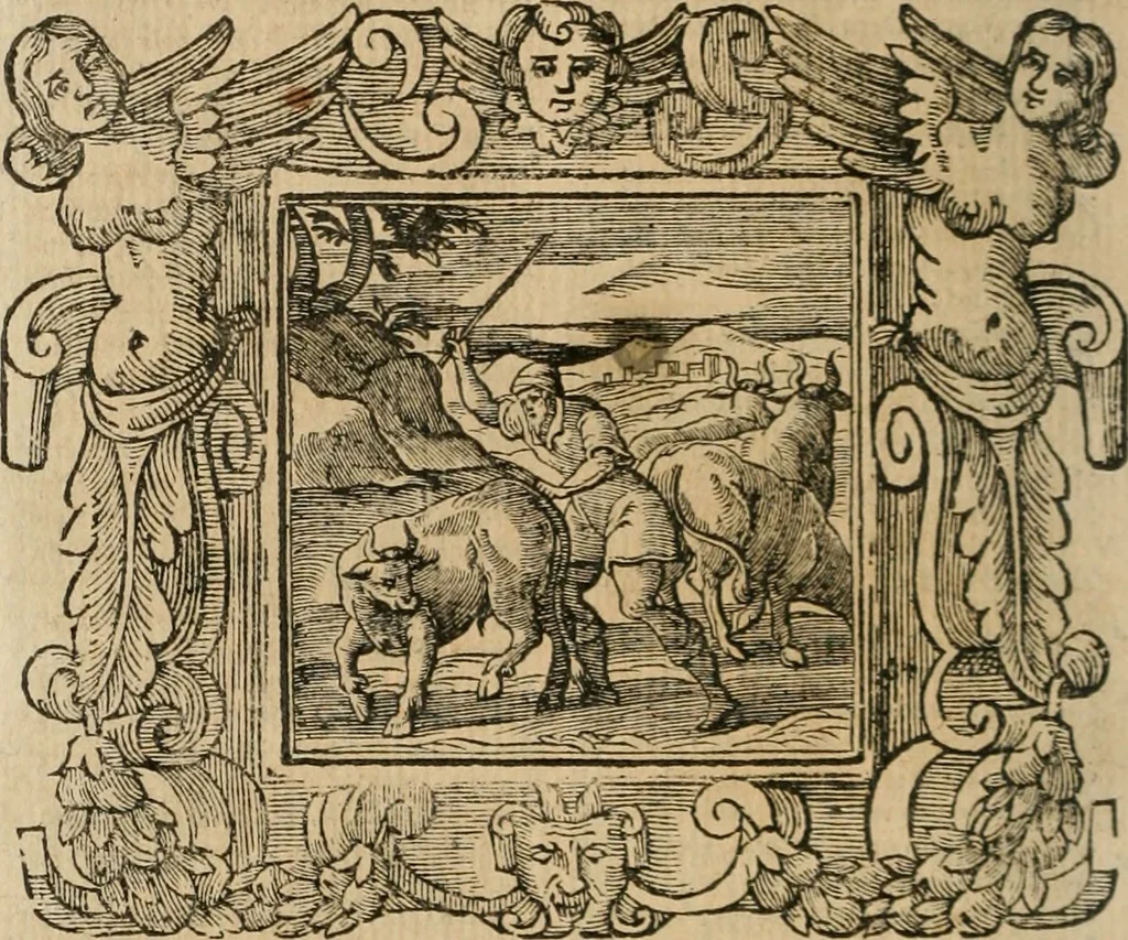 An illustration from Andreae Alciati Emblemata cum commentariis Claudii Minois I.C. Francisci Sanctii Brocensis, & notis Laurentij Pignorij Patavini : nouissima hac editione in continuam vnius commentarij seriem congestis, in certas quasdam quasi classes dispositis, & plusquam dimidia parte auctis, 1661, leaf 273
