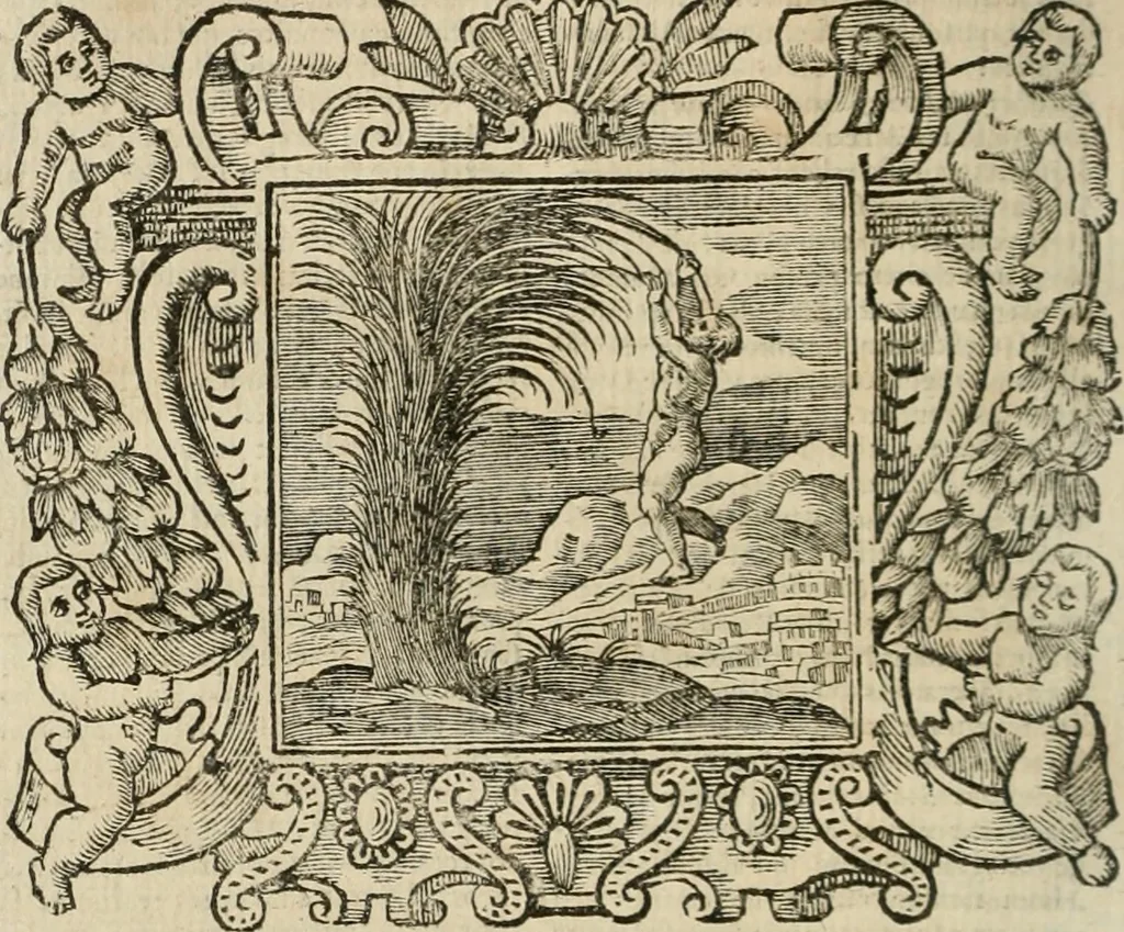 An illustration from Andreae Alciati Emblemata cum commentariis Claudii Minois I.C. Francisci Sanctii Brocensis, & notis Laurentij Pignorij Patavini : nouissima hac editione in continuam vnius commentarij seriem congestis, in certas quasdam quasi classes dispositis, & plusquam dimidia parte auctis, 1661, leaf 281