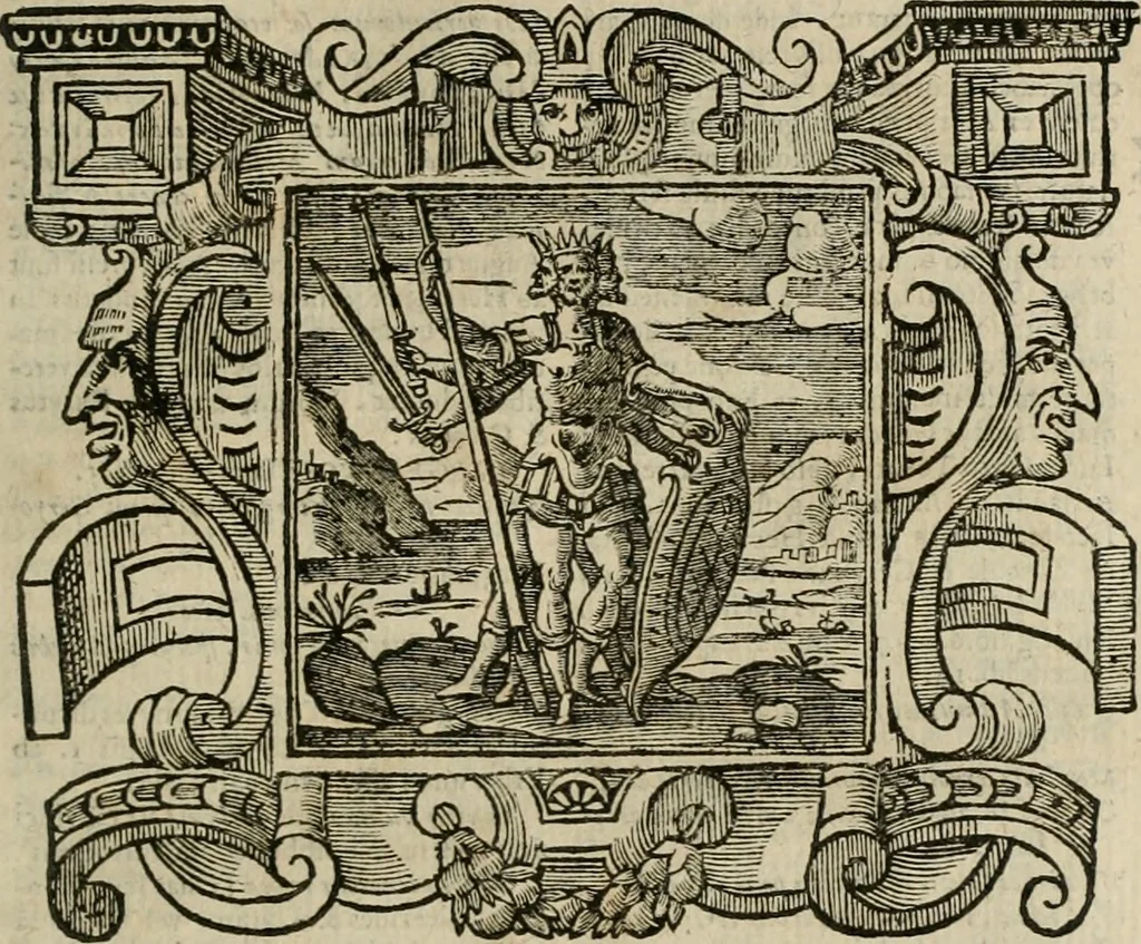 An illustration from Andreae Alciati Emblemata cum commentariis Claudii Minois I.C. Francisci Sanctii Brocensis, & notis Laurentij Pignorij Patavini : nouissima hac editione in continuam vnius commentarij seriem congestis, in certas quasdam quasi classes dispositis, & plusquam dimidia parte auctis, 1661, leaf 296