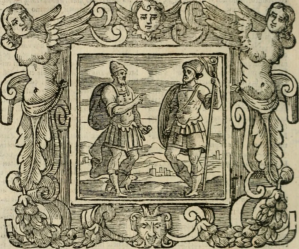 An illustration from Andreae Alciati Emblemata cum commentariis Claudii Minois I.C. Francisci Sanctii Brocensis, & notis Laurentij Pignorij Patavini : nouissima hac editione in continuam vnius commentarij seriem congestis, in certas quasdam quasi classes dispositis, & plusquam dimidia parte auctis, 1661, leaf 299