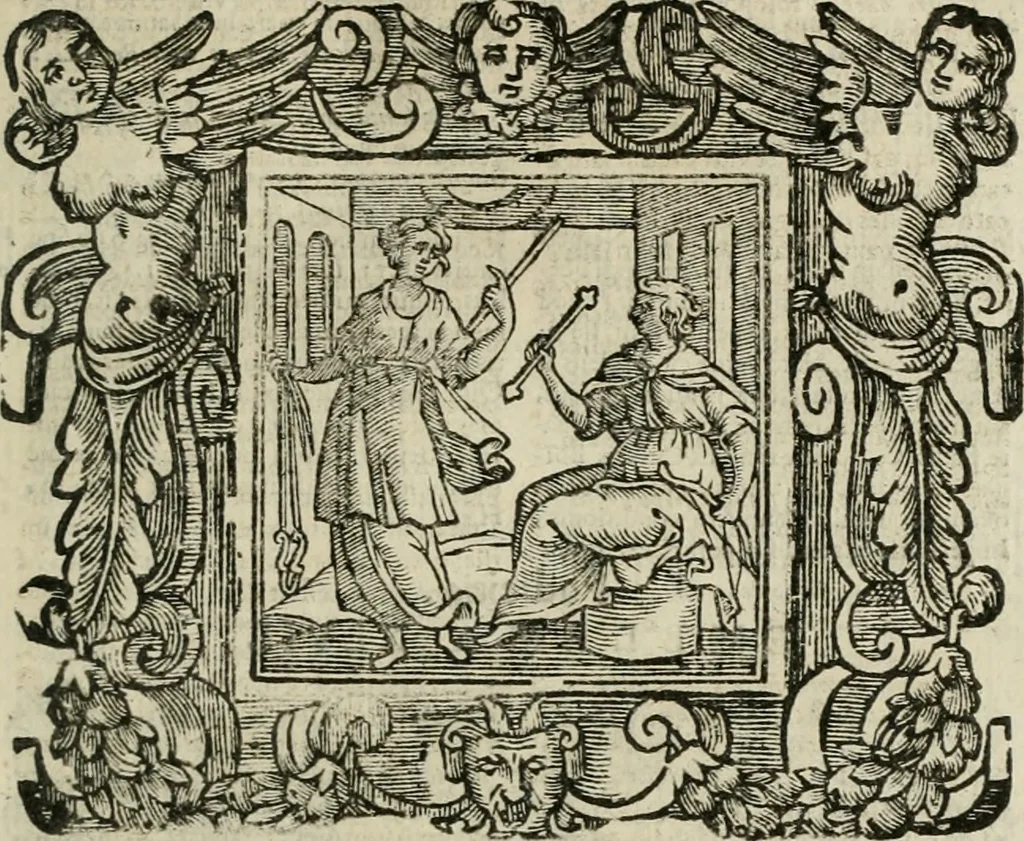 An illustration from Andreae Alciati Emblemata cum commentariis Claudii Minois I.C. Francisci Sanctii Brocensis, & notis Laurentij Pignorij Patavini : nouissima hac editione in continuam vnius commentarij seriem congestis, in certas quasdam quasi classes dispositis, & plusquam dimidia parte auctis, 1661, leaf 318