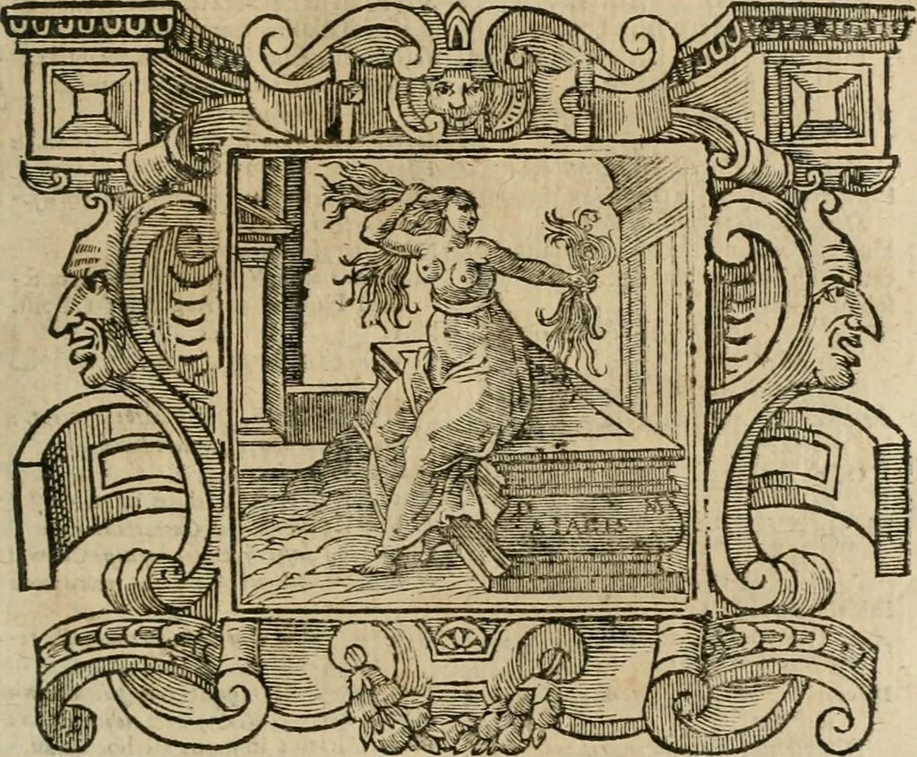 An illustration from Andreae Alciati Emblemata cum commentariis Claudii Minois I.C. Francisci Sanctii Brocensis, & notis Laurentij Pignorij Patavini : nouissima hac editione in continuam vnius commentarij seriem congestis, in certas quasdam quasi classes dispositis, & plusquam dimidia parte auctis, 1661, leaf 322