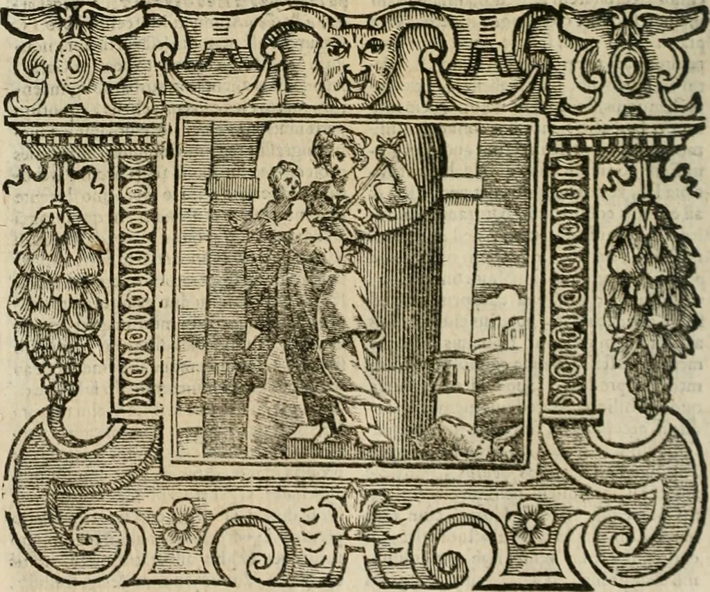 An illustration from Andreae Alciati Emblemata cum commentariis Claudii Minois I.C. Francisci Sanctii Brocensis, & notis Laurentij Pignorij Patavini : nouissima hac editione in continuam vnius commentarij seriem congestis, in certas quasdam quasi classes dispositis, & plusquam dimidia parte auctis, 1661, leaf 341