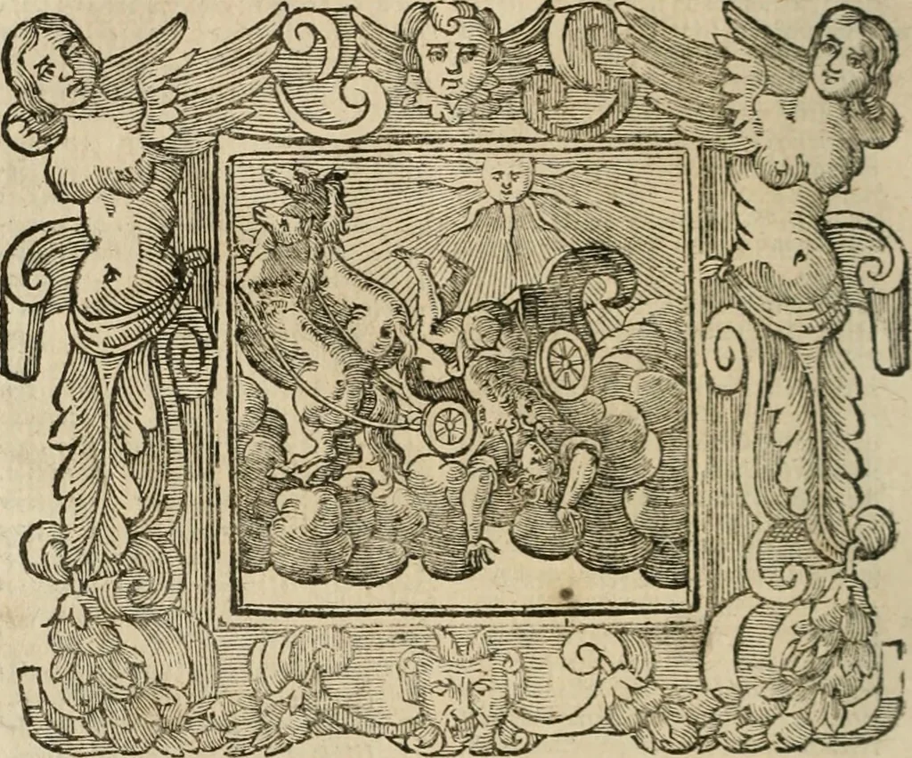 An illustration from Andreae Alciati Emblemata cum commentariis Claudii Minois I.C. Francisci Sanctii Brocensis, & notis Laurentij Pignorij Patavini : nouissima hac editione in continuam vnius commentarij seriem congestis, in certas quasdam quasi classes dispositis, & plusquam dimidia parte auctis, 1661, leaf 347