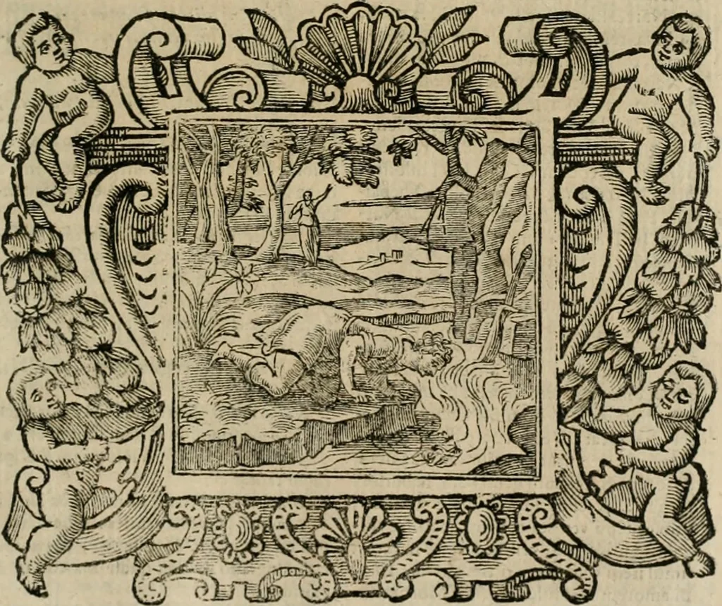 An illustration from Andreae Alciati Emblemata cum commentariis Claudii Minois I.C. Francisci Sanctii Brocensis, & notis Laurentij Pignorij Patavini : nouissima hac editione in continuam vnius commentarij seriem congestis, in certas quasdam quasi classes dispositis, & plusquam dimidia parte auctis, 1661, leaf 388
