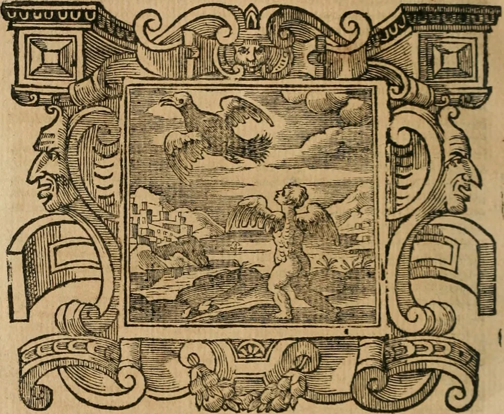 An illustration from Andreae Alciati Emblemata cum commentariis Claudii Minois I.C. Francisci Sanctii Brocensis, & notis Laurentij Pignorij Patavini : nouissima hac editione in continuam vnius commentarij seriem congestis, in certas quasdam quasi classes dispositis, & plusquam dimidia parte auctis, 1661, leaf 449