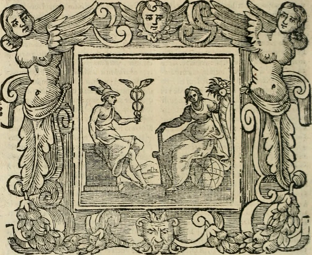 An illustration from Andreae Alciati Emblemata cum commentariis Claudii Minois I.C. Francisci Sanctii Brocensis, & notis Laurentij Pignorij Patavini : nouissima hac editione in continuam vnius commentarij seriem congestis, in certas quasdam quasi classes dispositis, & plusquam dimidia parte auctis, 1661, leaf 497