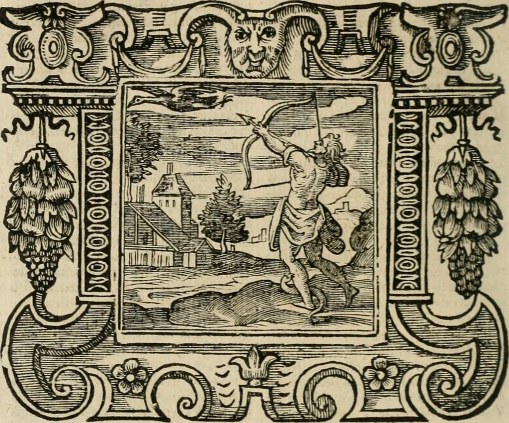 An illustration from Andreae Alciati Emblemata cum commentariis Claudii Minois I.C. Francisci Sanctii Brocensis, & notis Laurentij Pignorij Patavini : nouissima hac editione in continuam vnius commentarij seriem congestis, in certas quasdam quasi classes dispositis, & plusquam dimidia parte auctis, 1661, leaf 521