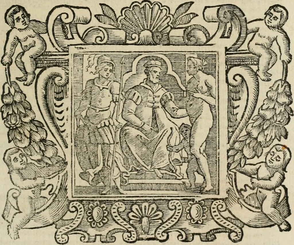 An illustration from Andreae Alciati Emblemata cum commentariis Claudii Minois I.C. Francisci Sanctii Brocensis, & notis Laurentij Pignorij Patavini : nouissima hac editione in continuam vnius commentarij seriem congestis, in certas quasdam quasi classes dispositis, & plusquam dimidia parte auctis, 1661, leaf 536