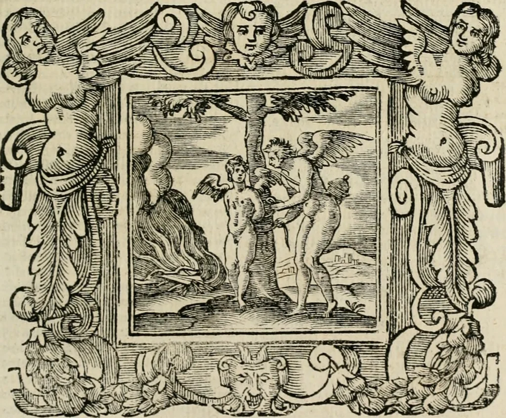 An illustration from Andreae Alciati Emblemata cum commentariis Claudii Minois I.C. Francisci Sanctii Brocensis, & notis Laurentij Pignorij Patavini : nouissima hac editione in continuam vnius commentarij seriem congestis, in certas quasdam quasi classes dispositis, & plusquam dimidia parte auctis, 1661, leaf 544