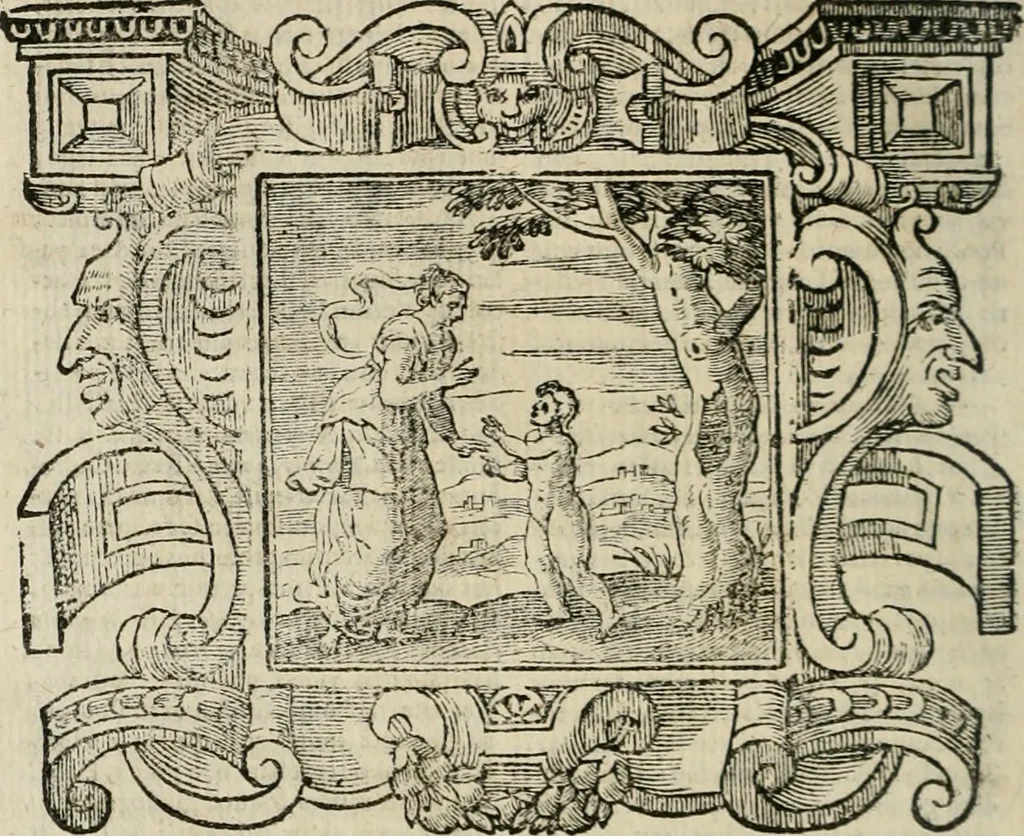 An illustration from Andreae Alciati Emblemata cum commentariis Claudii Minois I.C. Francisci Sanctii Brocensis, & notis Laurentij Pignorij Patavini : nouissima hac editione in continuam vnius commentarij seriem congestis, in certas quasdam quasi classes dispositis, & plusquam dimidia parte auctis, 1661, leaf 549