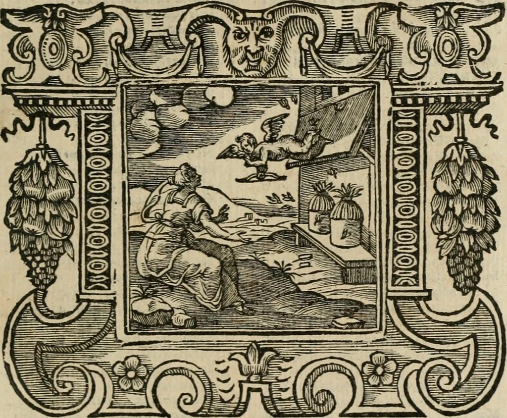 An illustration from Andreae Alciati Emblemata cum commentariis Claudii Minois I.C. Francisci Sanctii Brocensis, & notis Laurentij Pignorij Patavini : nouissima hac editione in continuam vnius commentarij seriem congestis, in certas quasdam quasi classes dispositis, & plusquam dimidia parte auctis, 1661, leaf 552