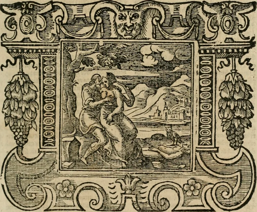 An illustration from Andreae Alciati Emblemata cum commentariis Claudii Minois I.C. Francisci Sanctii Brocensis, & notis Laurentij Pignorij Patavini : nouissima hac editione in continuam vnius commentarij seriem congestis, in certas quasdam quasi classes dispositis, & plusquam dimidia parte auctis, 1661, leaf 578