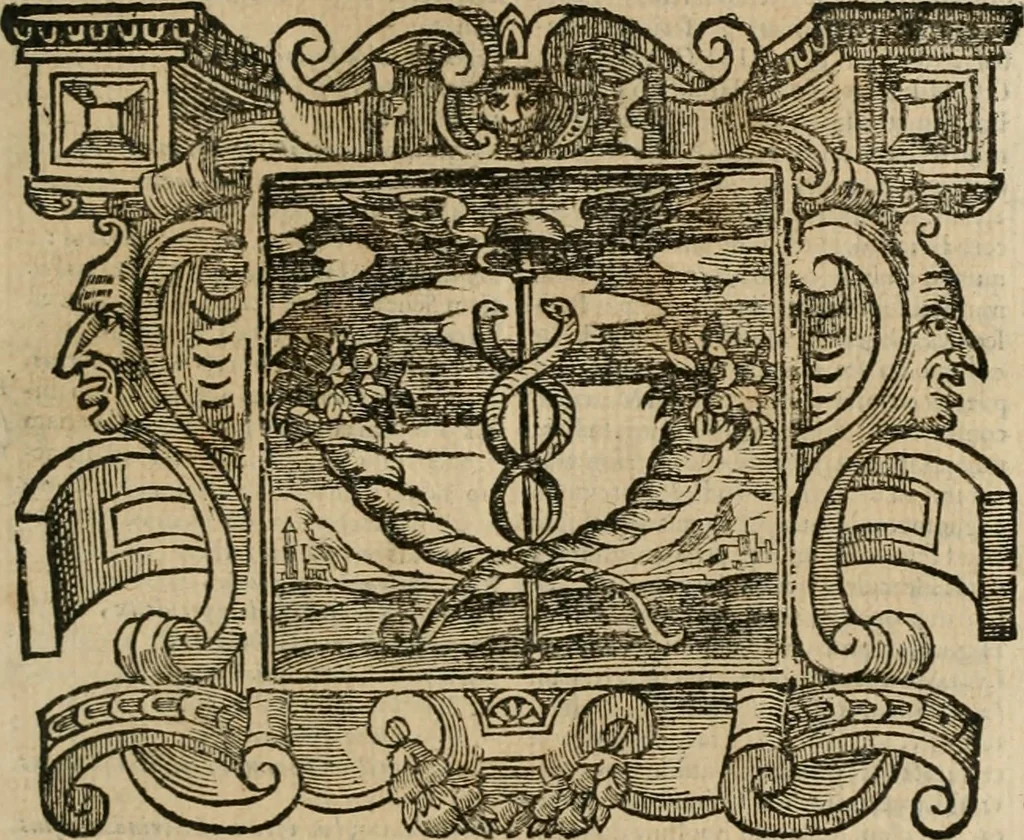 An illustration from Andreae Alciati Emblemata cum commentariis Claudii Minois I.C. Francisci Sanctii Brocensis, & notis Laurentij Pignorij Patavini : nouissima hac editione in continuam vnius commentarij seriem congestis, in certas quasdam quasi classes dispositis, & plusquam dimidia parte auctis, 1661, leaf 590
