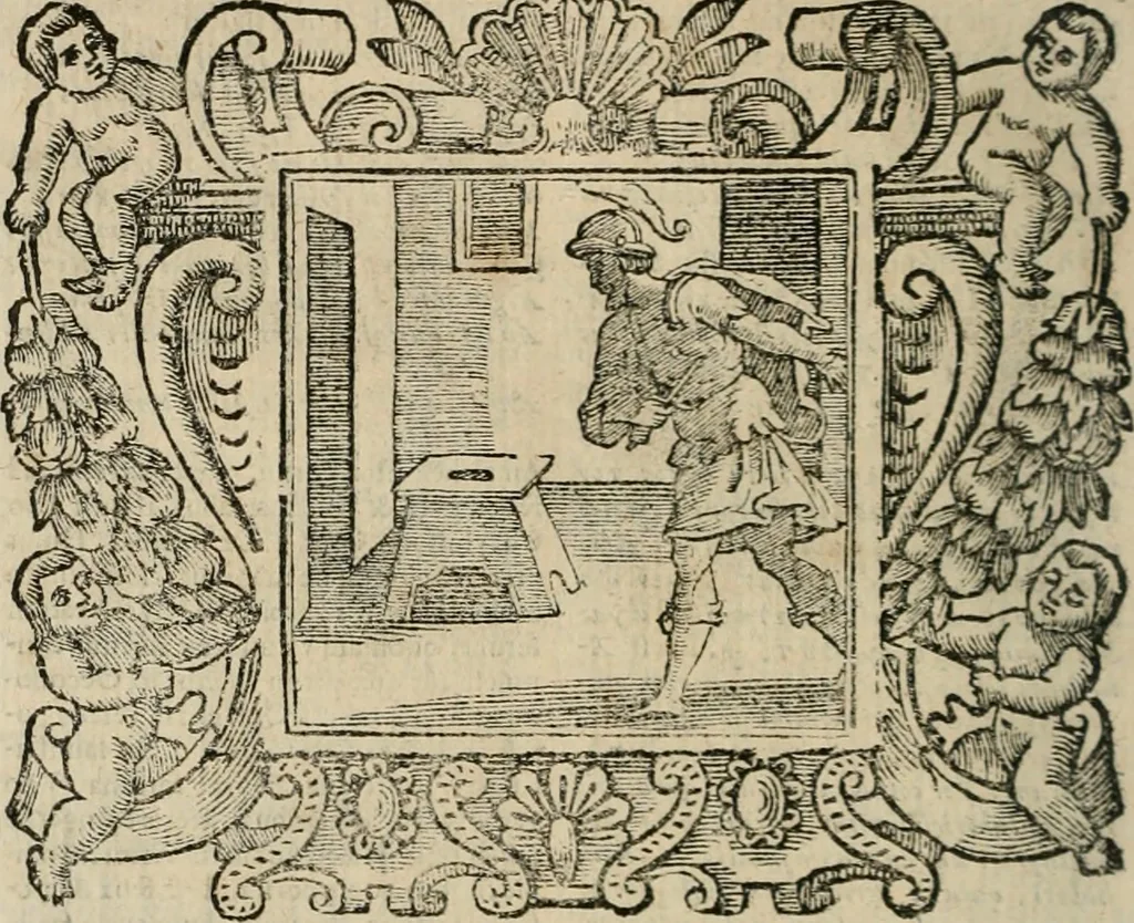 An illustration from Andreae Alciati Emblemata cum commentariis Claudii Minois I.C. Francisci Sanctii Brocensis, & notis Laurentij Pignorij Patavini : nouissima hac editione in continuam vnius commentarij seriem congestis, in certas quasdam quasi classes dispositis, & plusquam dimidia parte auctis, 1661, leaf 595