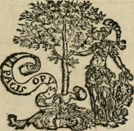 An illustration from Andreae Alciati Emblemata cum commentariis Claudii Minois I.C. Francisci Sanctii Brocensis, & notis Laurentij Pignorij Patavini : nouissima hac editione in continuam vnius commentarij seriem congestis, in certas quasdam quasi classes dispositis, & plusquam dimidia parte auctis, 1661, leaf 6