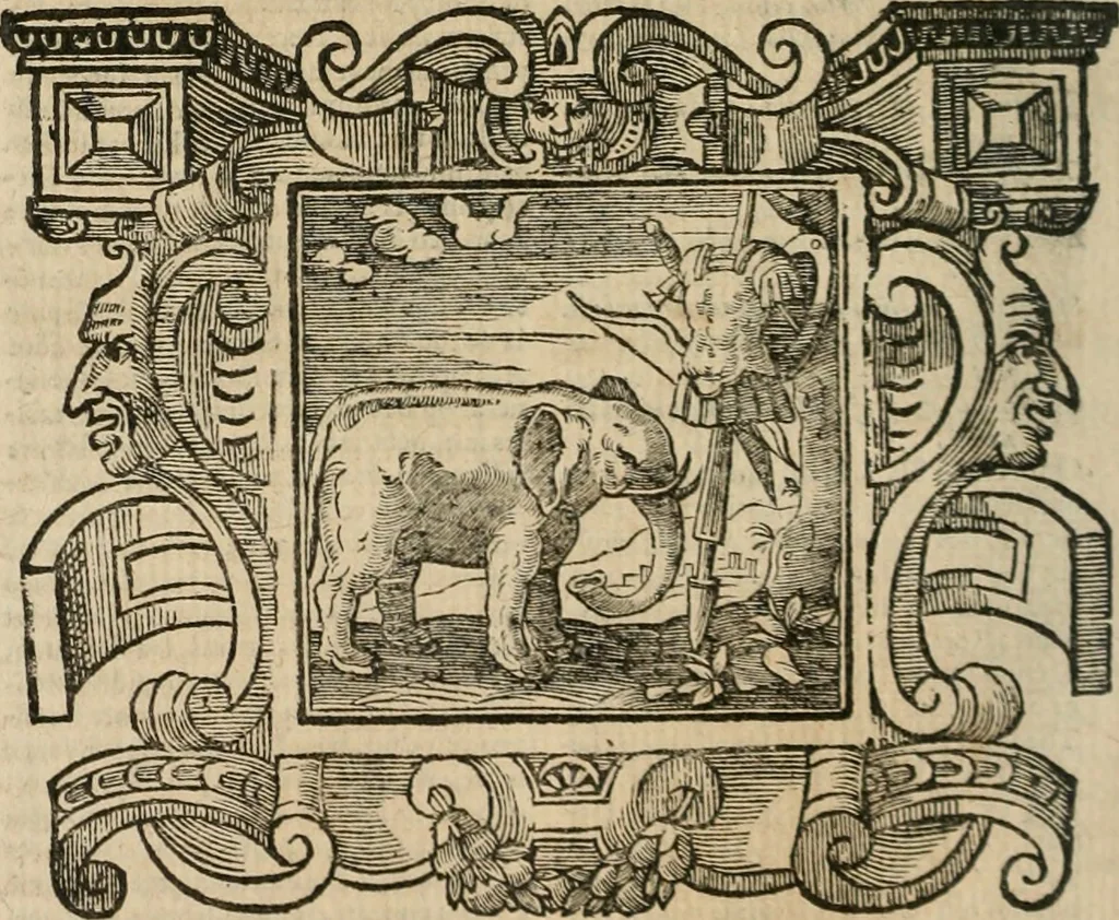 An illustration from Andreae Alciati Emblemata cum commentariis Claudii Minois I.C. Francisci Sanctii Brocensis, & notis Laurentij Pignorij Patavini : nouissima hac editione in continuam vnius commentarij seriem congestis, in certas quasdam quasi classes dispositis, & plusquam dimidia parte auctis, 1661, leaf 615