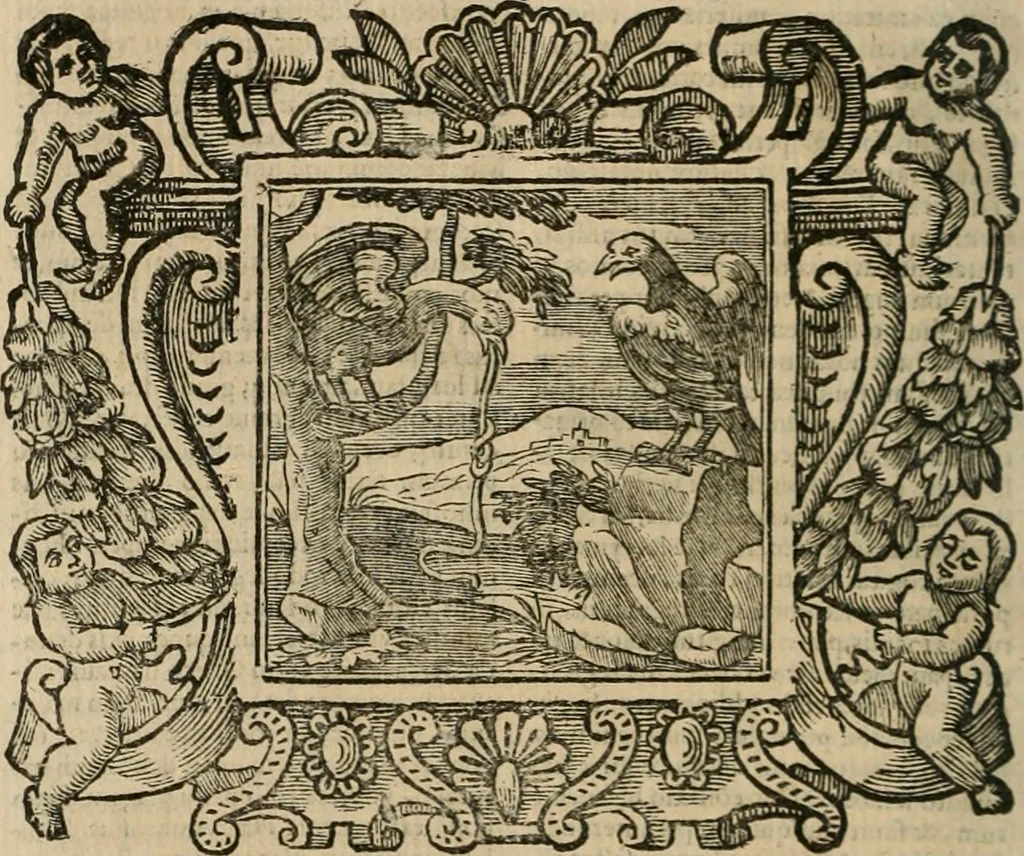 An illustration from Andreae Alciati Emblemata cum commentariis Claudii Minois I.C. Francisci Sanctii Brocensis, & notis Laurentij Pignorij Patavini : nouissima hac editione in continuam vnius commentarij seriem congestis, in certas quasdam quasi classes dispositis, & plusquam dimidia parte auctis, 1661, leaf 637