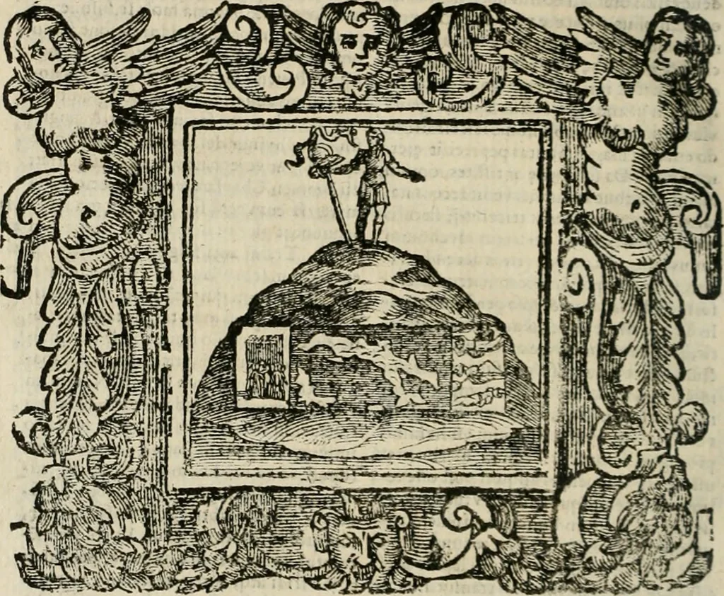 An illustration from Andreae Alciati Emblemata cum commentariis Claudii Minois I.C. Francisci Sanctii Brocensis, & notis Laurentij Pignorij Patavini : nouissima hac editione in continuam vnius commentarij seriem congestis, in certas quasdam quasi classes dispositis, & plusquam dimidia parte auctis, 1661, leaf 655